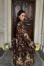 WU-SIDE - kimono fantasia viscosa - MARRONE