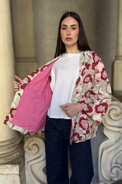 ARTEFILIA-MILANO - giacca alma lino stampato - ESTE AVORIO