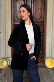 WU-SIDE - giacca doppio petto fustagno - NERO