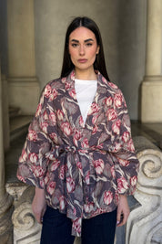 ARTEFILIA-MILANO - giacca alma lino stampato - AVENTINO GRIGIO