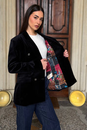 WU-SIDE - giacca doppio petto fustagno - NERO