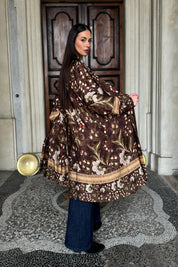 WU-SIDE - kimono fantasia viscosa - MARRONE