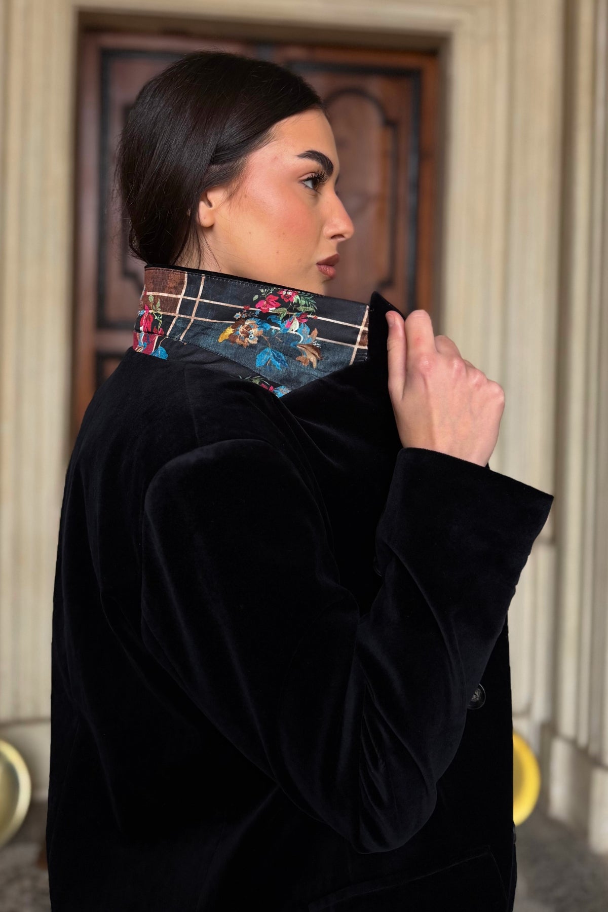 WU-SIDE - giacca doppio petto fustagno - NERO