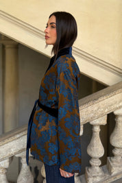 WU-SIDE - giacca kimono jaquard - MORO BLUE