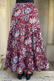 ARTEFILIA-MILANO - gonna ambra in mussola di cotone - BURGUNDY ROYAL