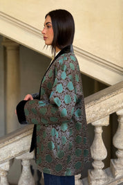 WU-SIDE - giacca kimono seta viscosa - GRIGIO VERDE