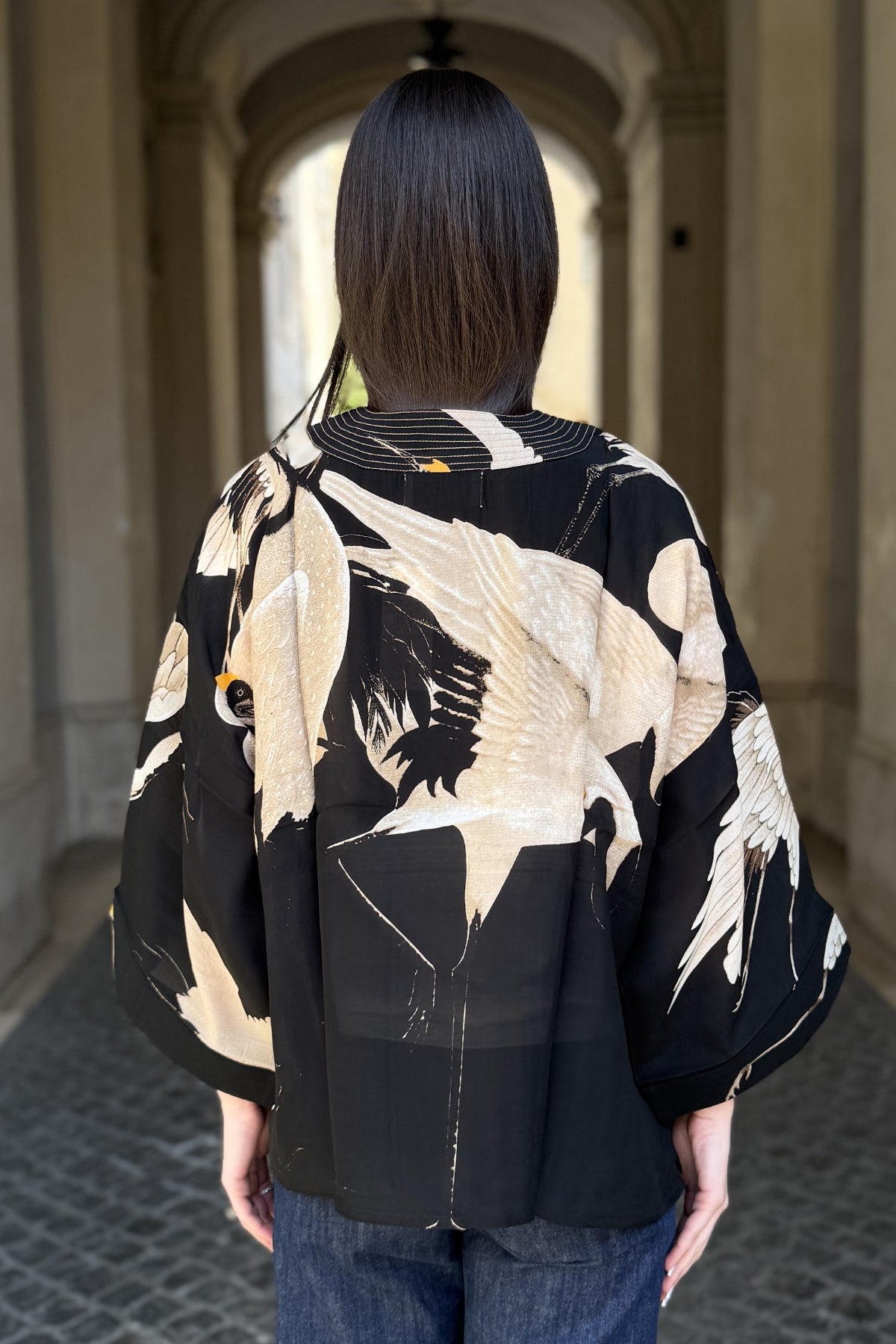 one-hundred-stars-1 - giacca kimono crepe - STORK BLACK