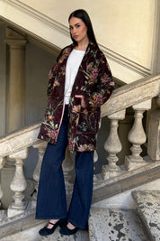 FLOW - kimono velluto paris - marrone flower