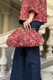 ARTEFILIA-MILANO - clutch bag cotton stella - CHERRY BOUQUET
