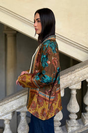 WU-SIDE - giacca kimono viscosa - TABACCO TURCHESE
