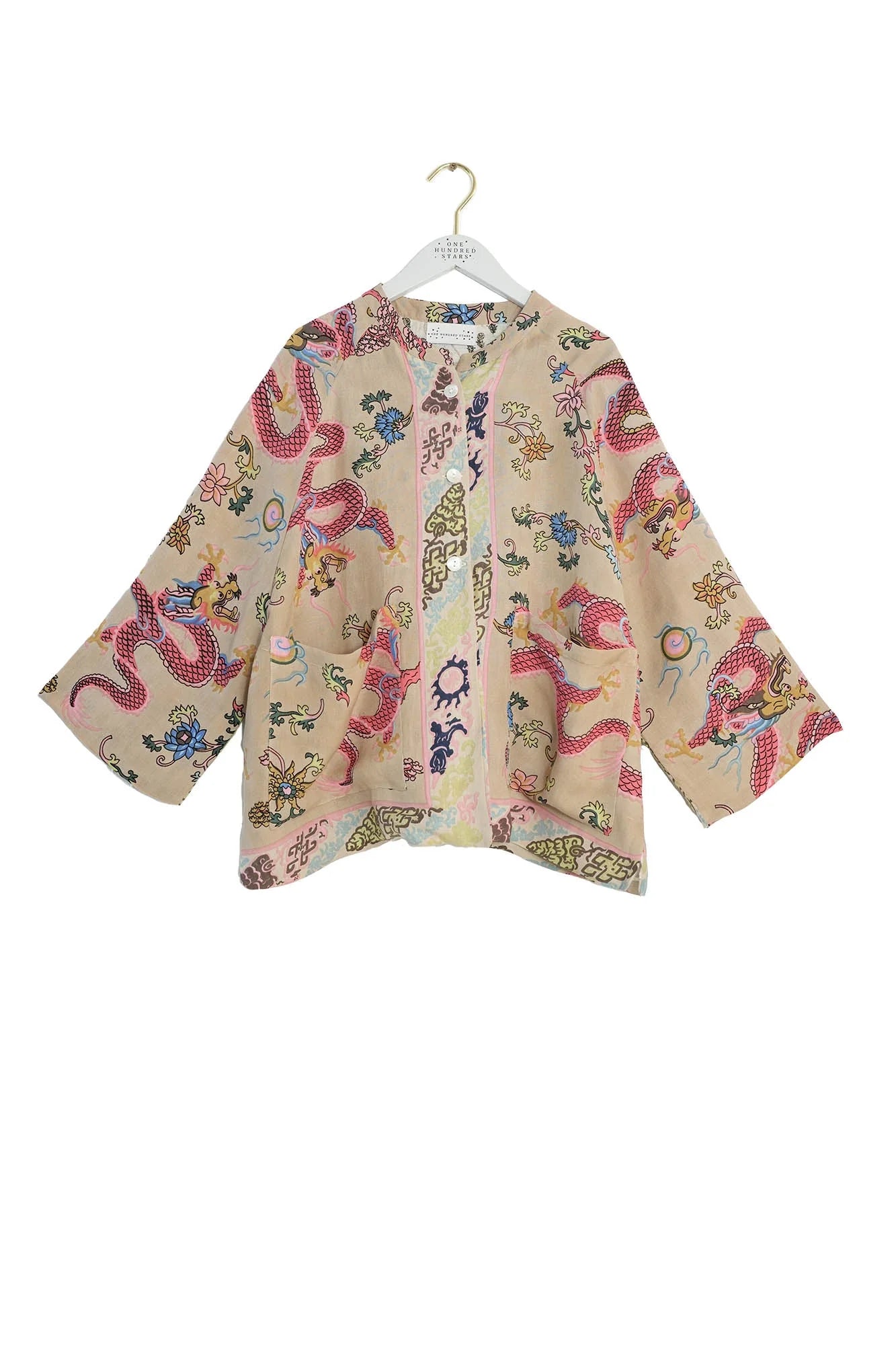 ONE HUNDRED STARS - giacca kimono lino - DRAGON SAND