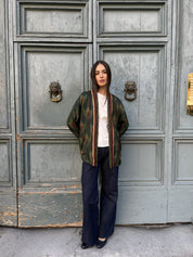 WU-SIDE - giacca kimono fantasia viscosa - VERDE