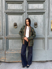 WU-SIDE - giacca kimono fantasia viscosa - VERDE
