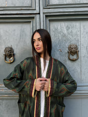 WU-SIDE - giacca kimono fantasia viscosa - VERDE