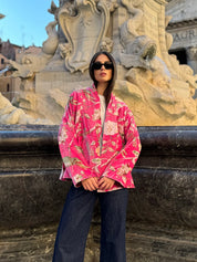 ARTEFILIA-MILANO - giacca uma velluto stampato - MURANO FUXIA