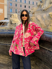 ARTEFILIA-MILANO - giacca uma velluto stampato - MURANO FUXIA