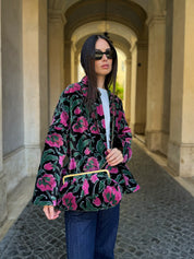 ARTEFILIA-MILANO - borsa velluto stella - RIALTO NERO
