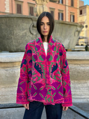 ARTEFILIA-MILANO - giacca uma velluto ricamato - ZAMIRA FUXIA