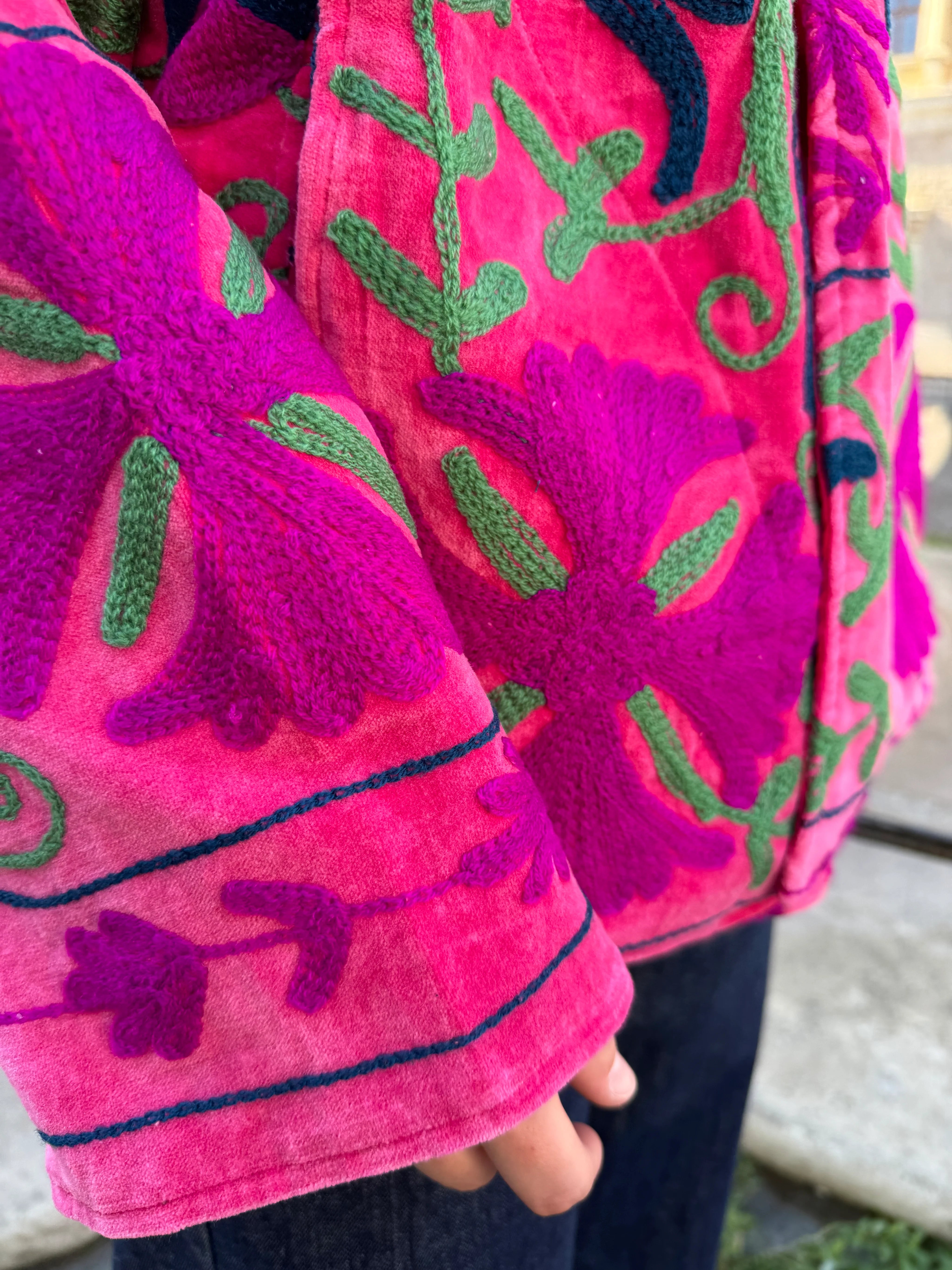 ARTEFILIA-MILANO - giacca uma velluto ricamato - ZAMIRA FUXIA
