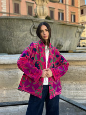 ARTEFILIA-MILANO - giacca uma velluto ricamato - ZAMIRA FUXIA