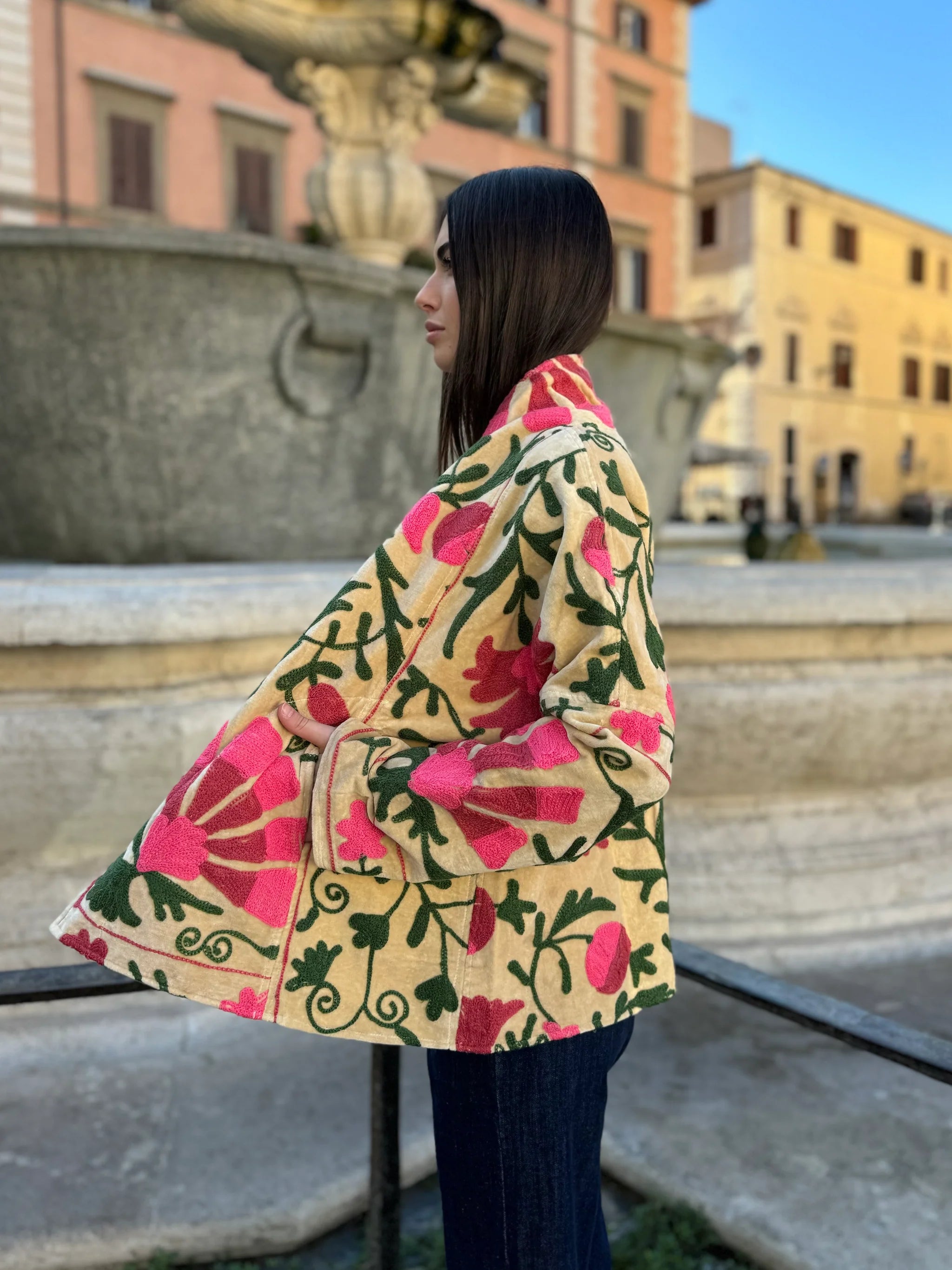 ARTEFILIA-MILANO - giacca uma velluto ricamato - NAIMA BURRO