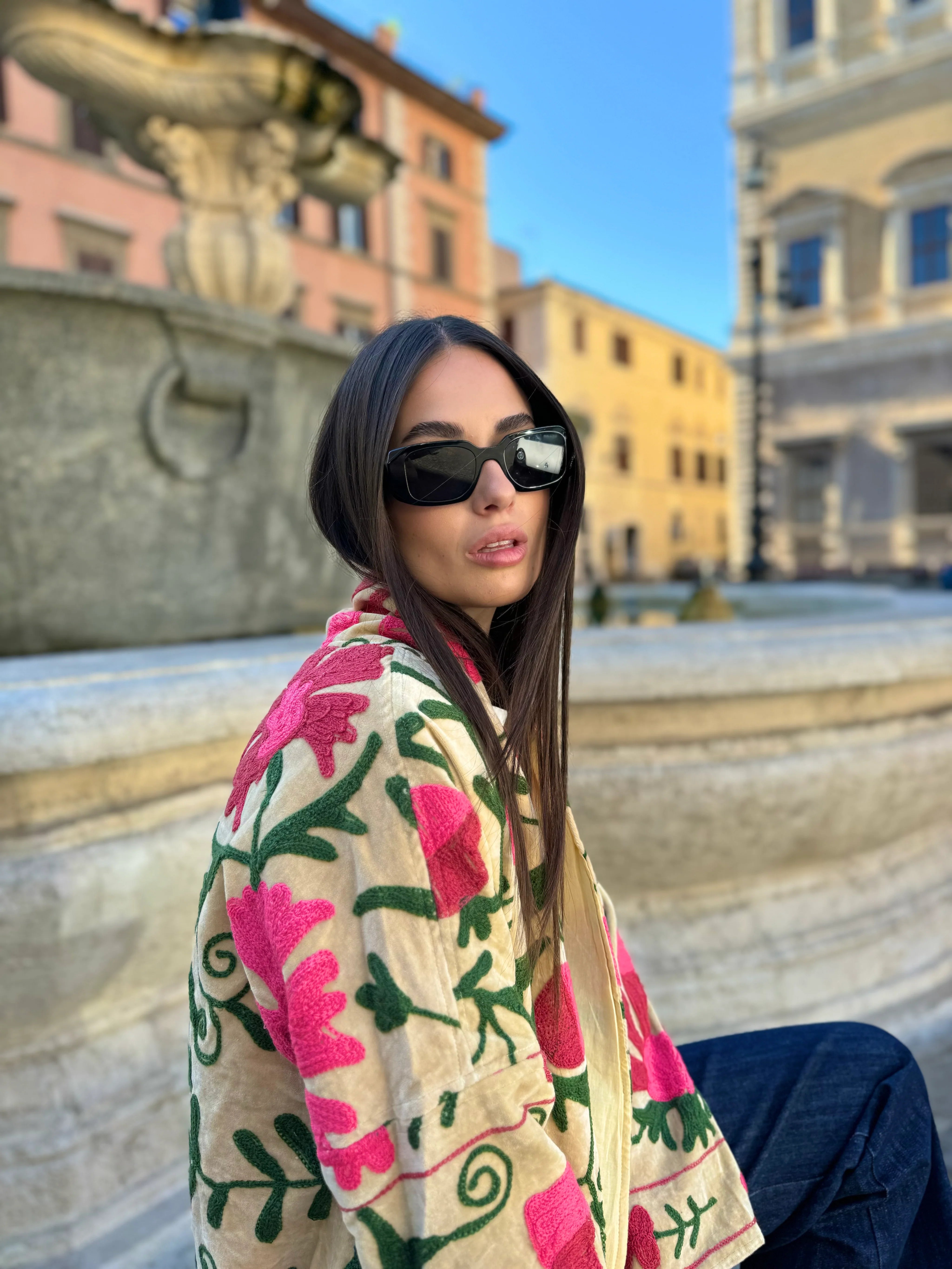 ARTEFILIA-MILANO - giacca uma velluto ricamato - NAIMA BURRO