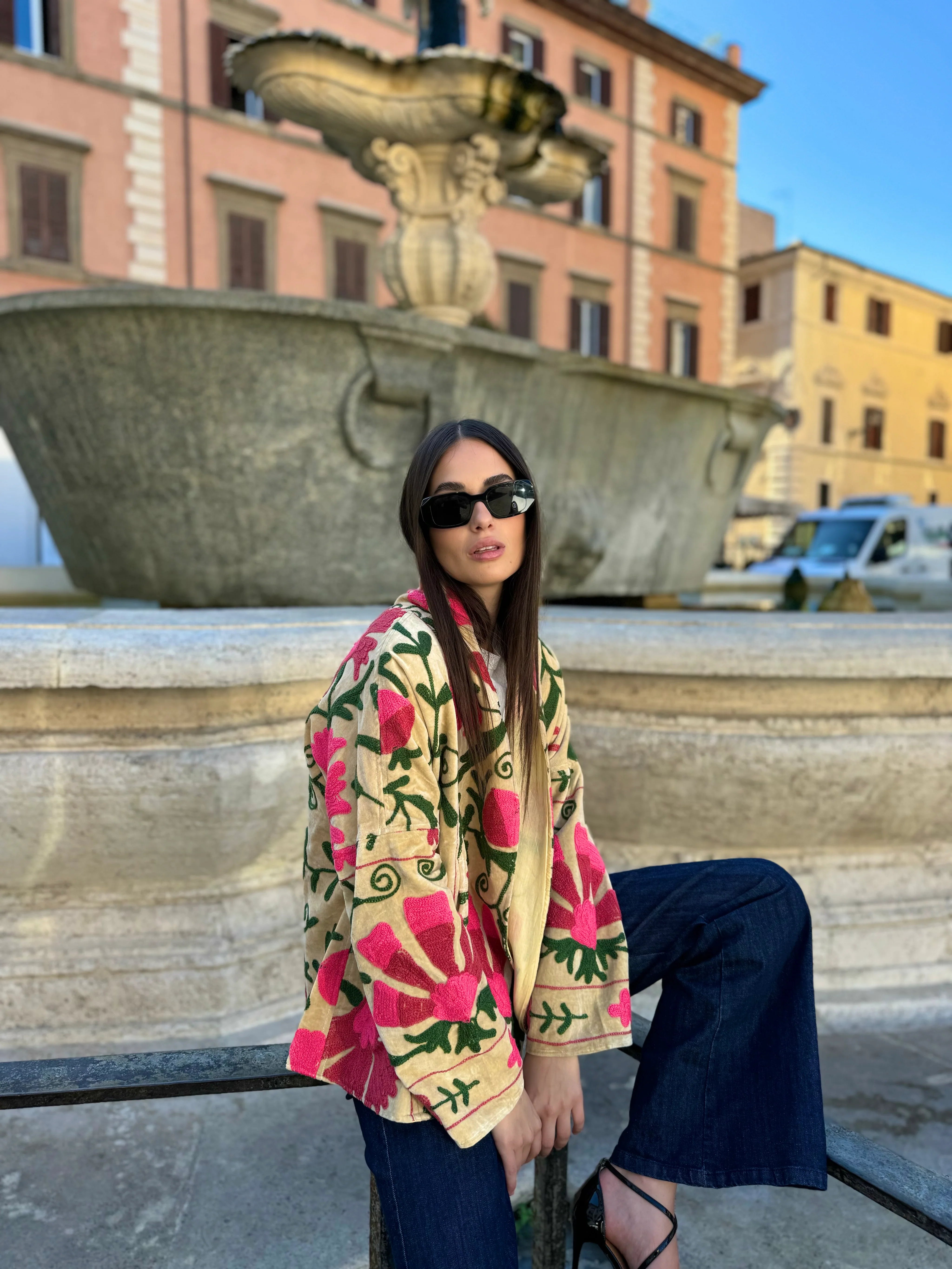ARTEFILIA-MILANO - giacca uma velluto ricamato - NAIMA BURRO