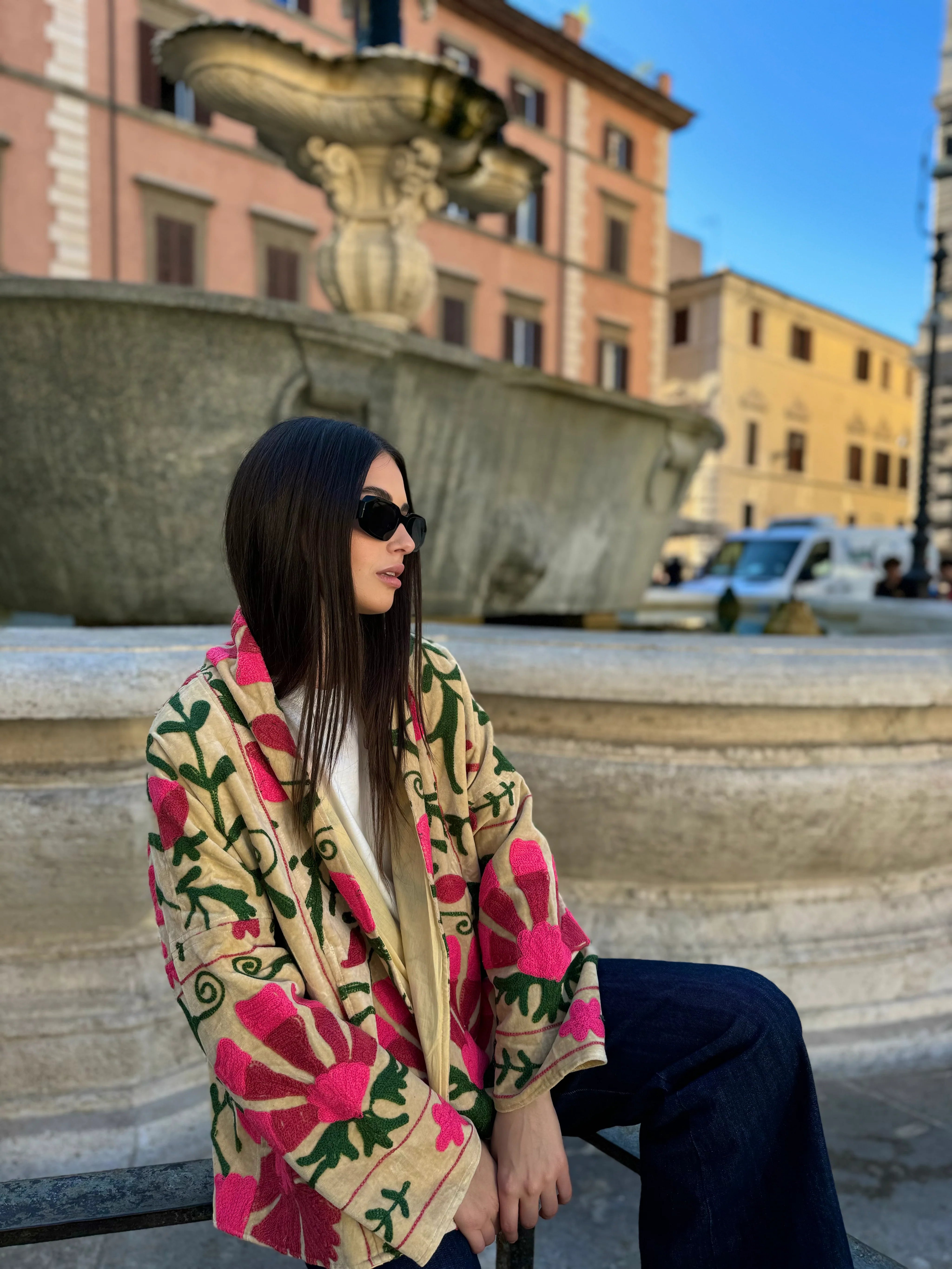 ARTEFILIA-MILANO - giacca uma velluto ricamato - NAIMA BURRO