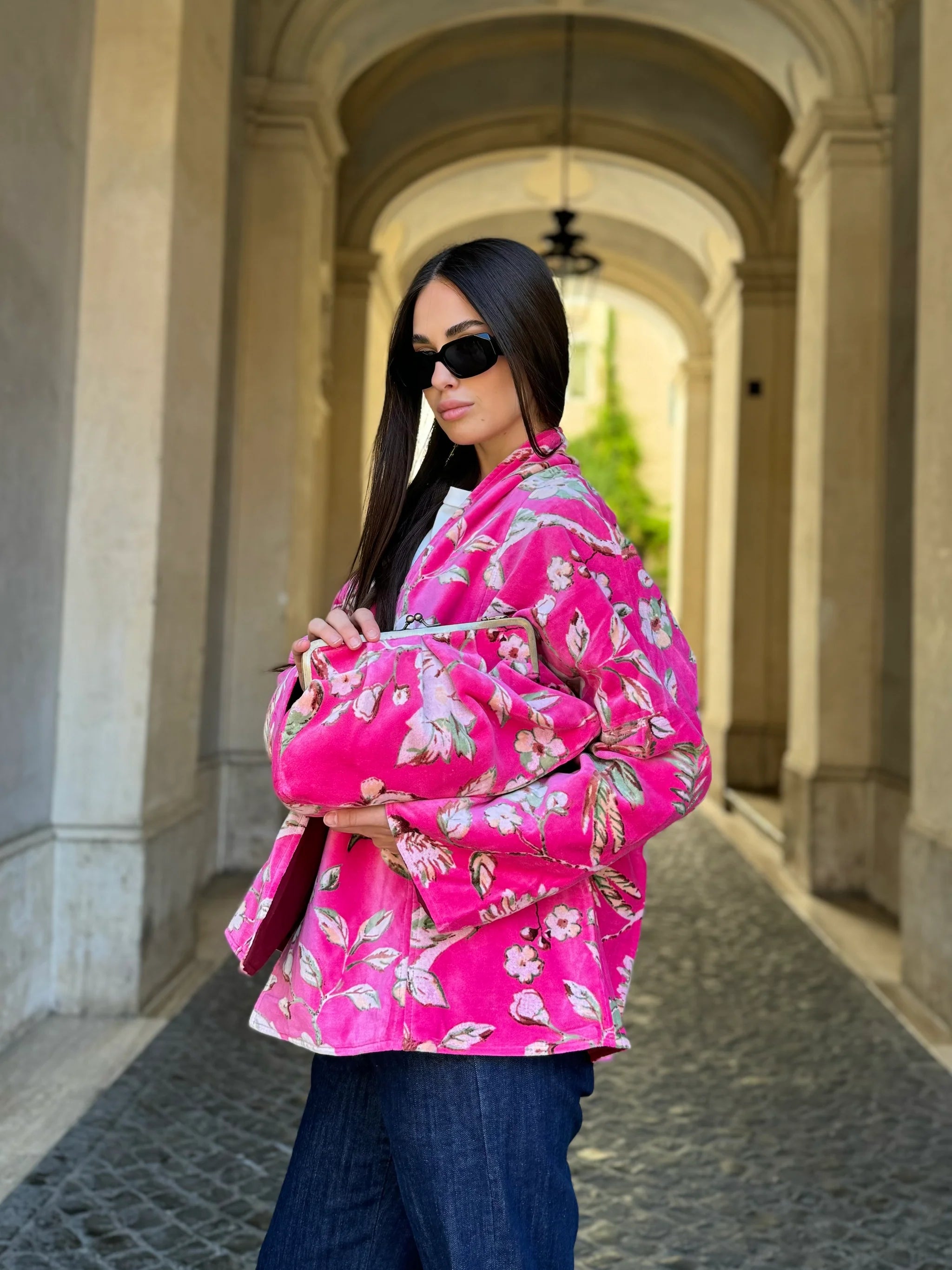 ARTEFILIA-MILANO - borsa velluto stella - MURANO FUXIA