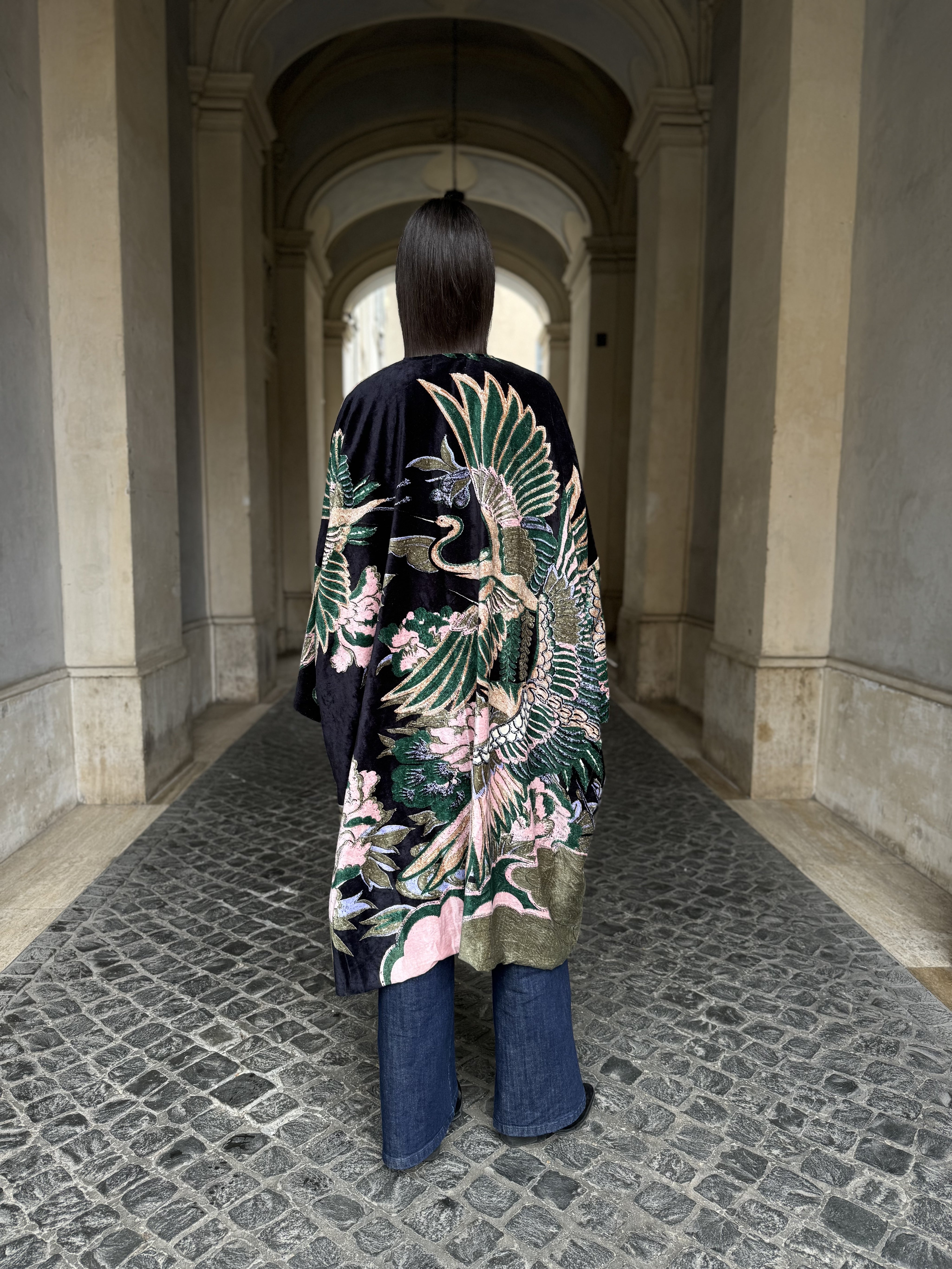 one-hundred-stars-1 - kimono velluto grande - CRANE EMERALD