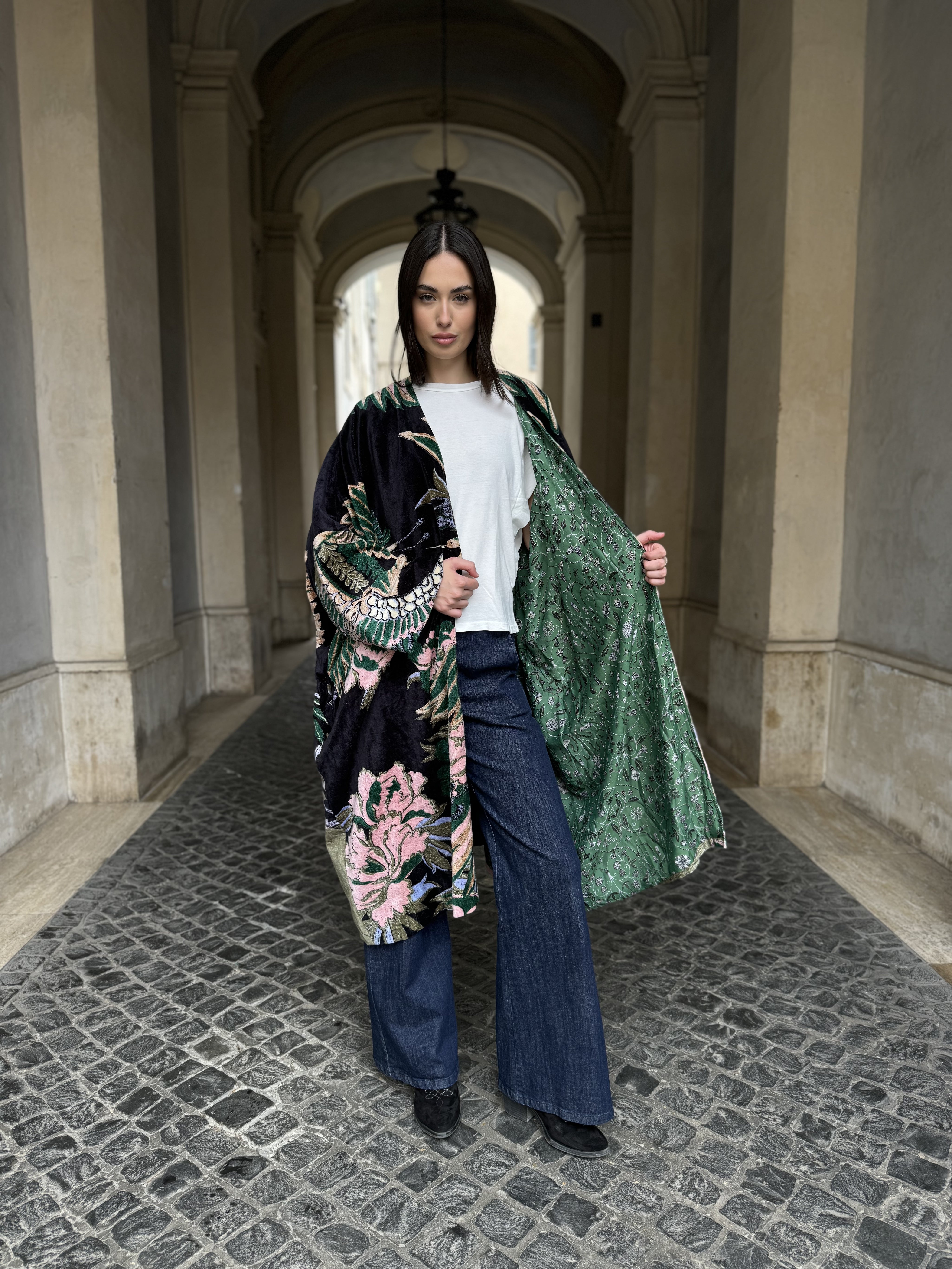 one-hundred-stars-1 - kimono velluto grande - CRANE EMERALD