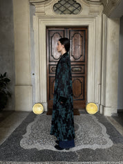 WU-SIDE - kimono jacquard bordi velluto - NERO