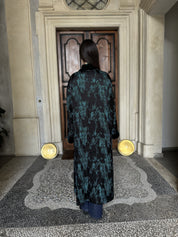 WU-SIDE - kimono jacquard bordi velluto - NERO