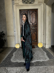 WU-SIDE - kimono jacquard bordi velluto - NERO