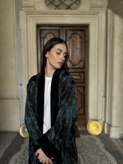 WU-SIDE - kimono jacquard bordi velluto - NERO