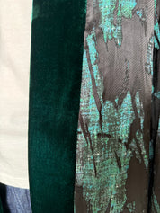 WU-SIDE - kimono jacquard bordi velluto - NERO