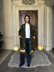 WU-SIDE - kimono fantasia viscosa - VERDE MARRONE