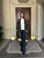 WU-SIDE - kimono fantasia viscosa - VERDE MARRONE