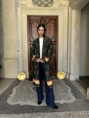 WU-SIDE - kimono fantasia viscosa - VERDE MARRONE