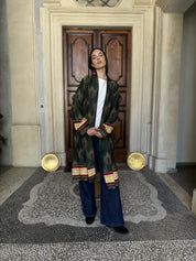 WU-SIDE - kimono fantasia viscosa - VERDE MARRONE