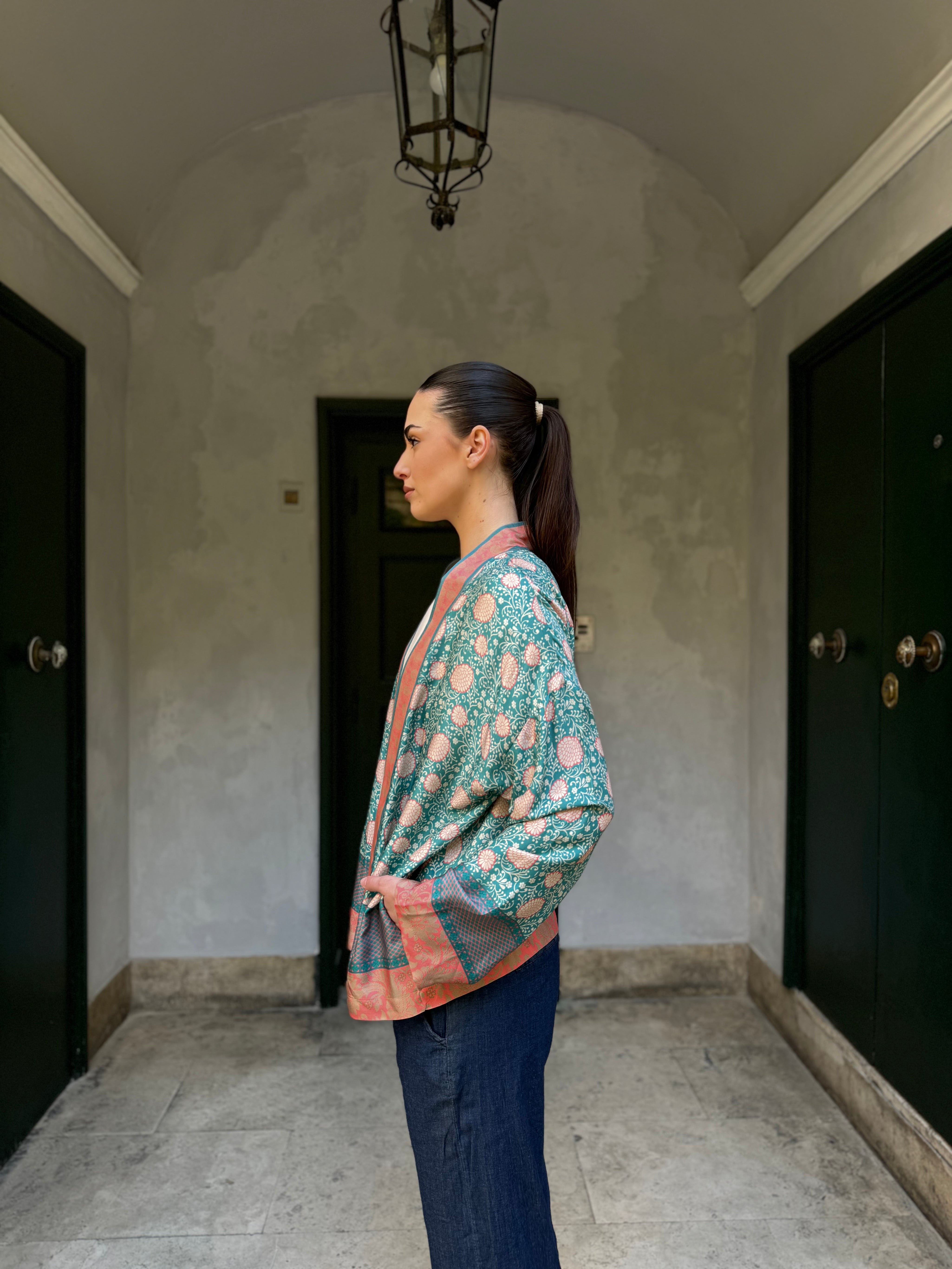 WU-SIDE - giacca kimono - AZZURRO ROSA