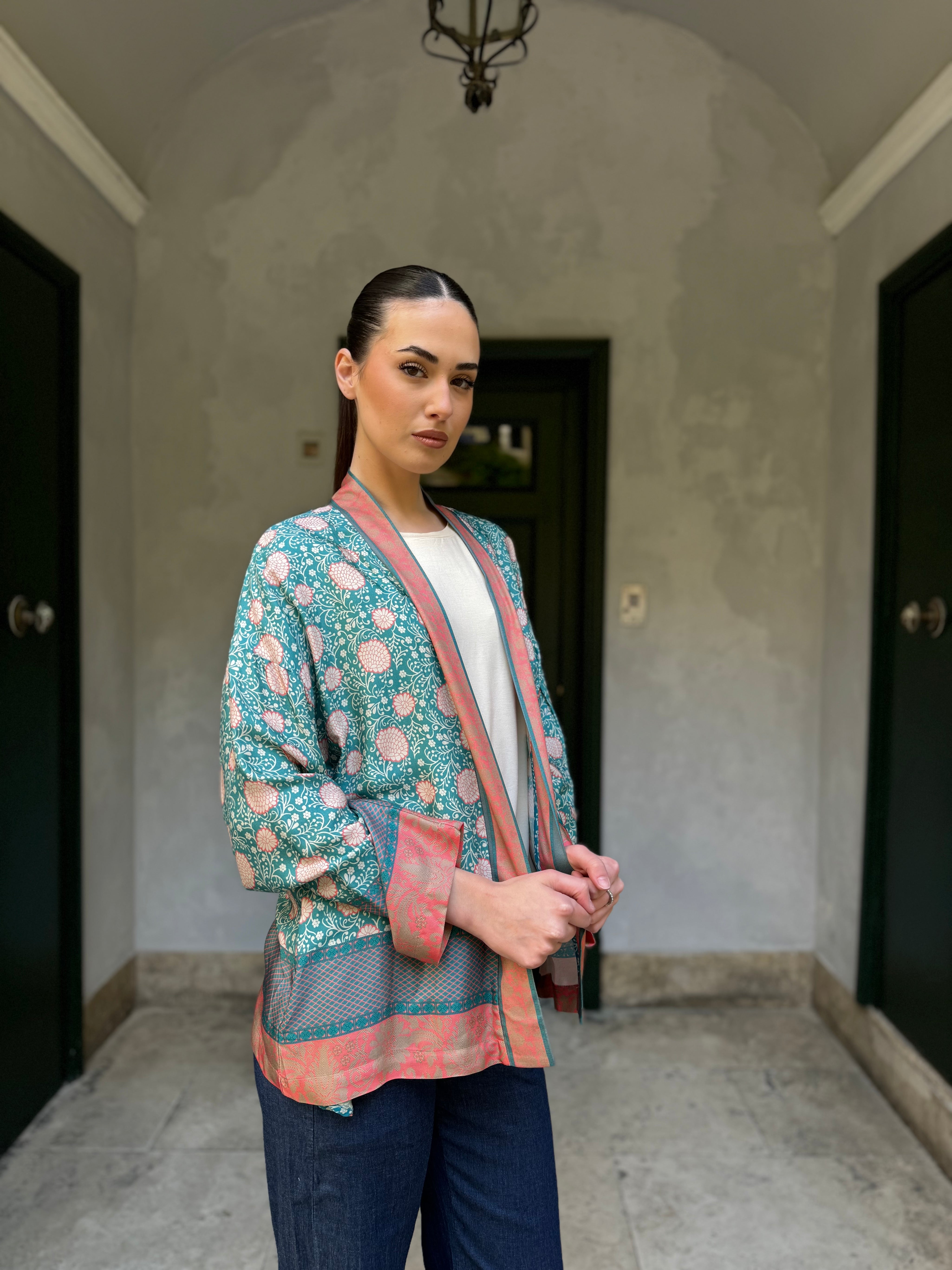 WU-SIDE - giacca kimono - AZZURRO ROSA