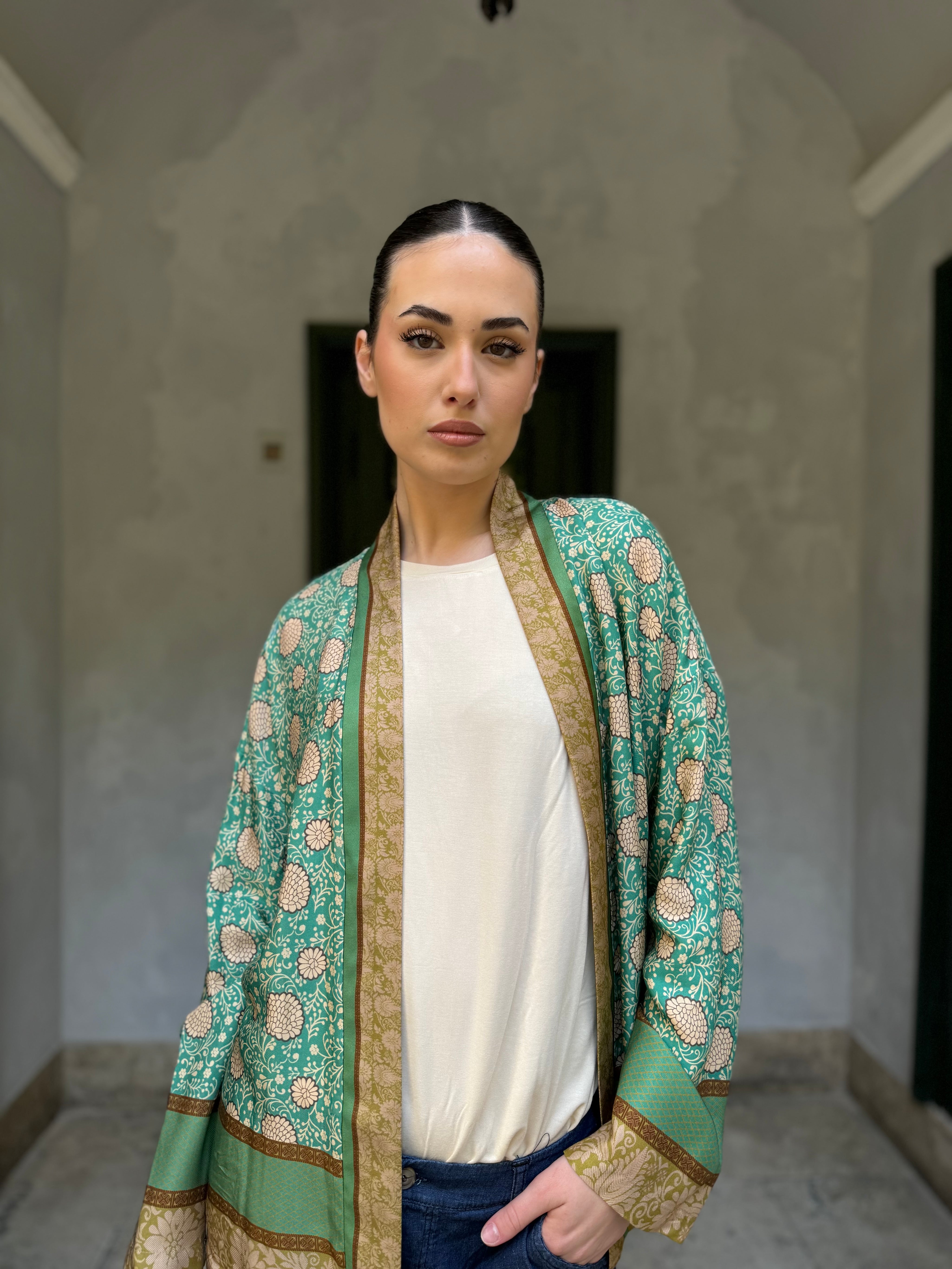 WU-SIDE - giacca kimono - VERDE OLIO