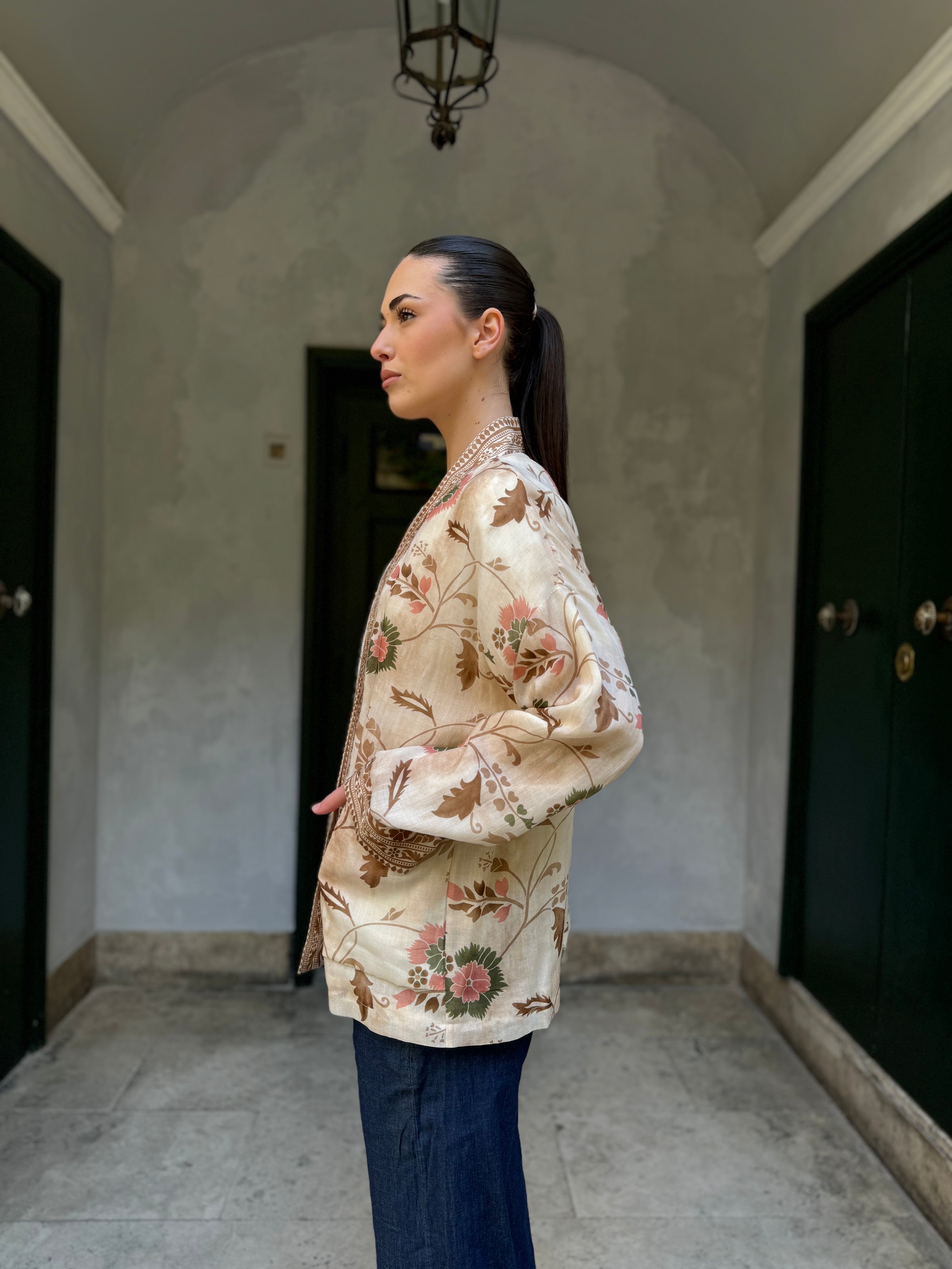 WU-SIDE - giacca kimono ramie - BURRO CAFFE
