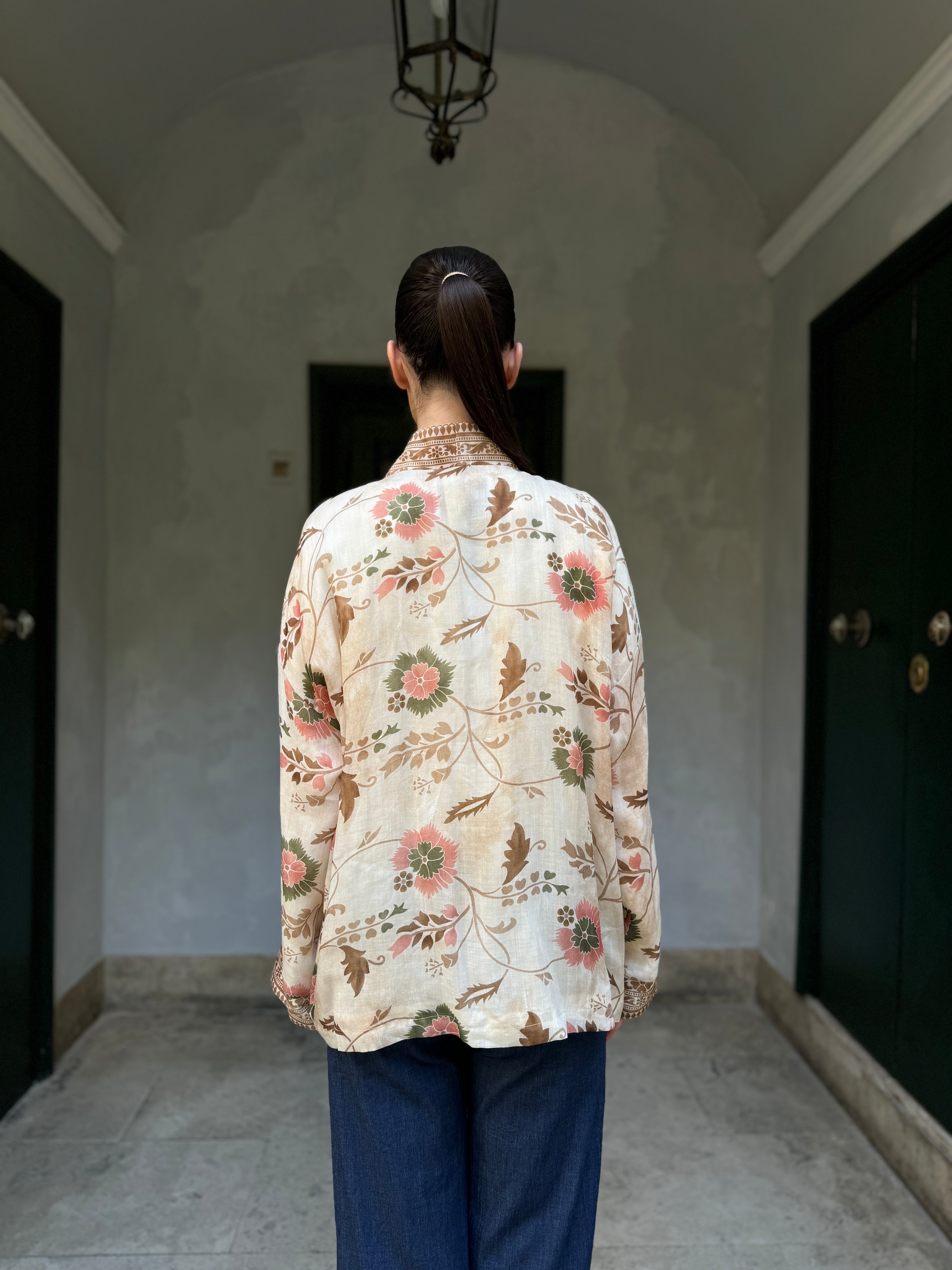 WU-SIDE - giacca kimono ramie - BURRO CAFFE