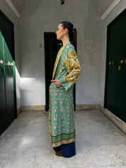 WU-SIDE - kimono extra lungo viscosa - VERDE OLIO
