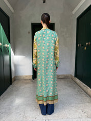 WU-SIDE - kimono extra lungo viscosa - VERDE OLIO