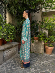 WU-SIDE - kimono extra lungo viscosa - AZZURRO ROSA