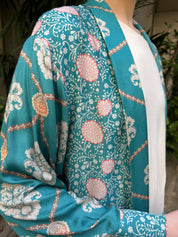 WU-SIDE - kimono extra lungo viscosa - AZZURRO ROSA