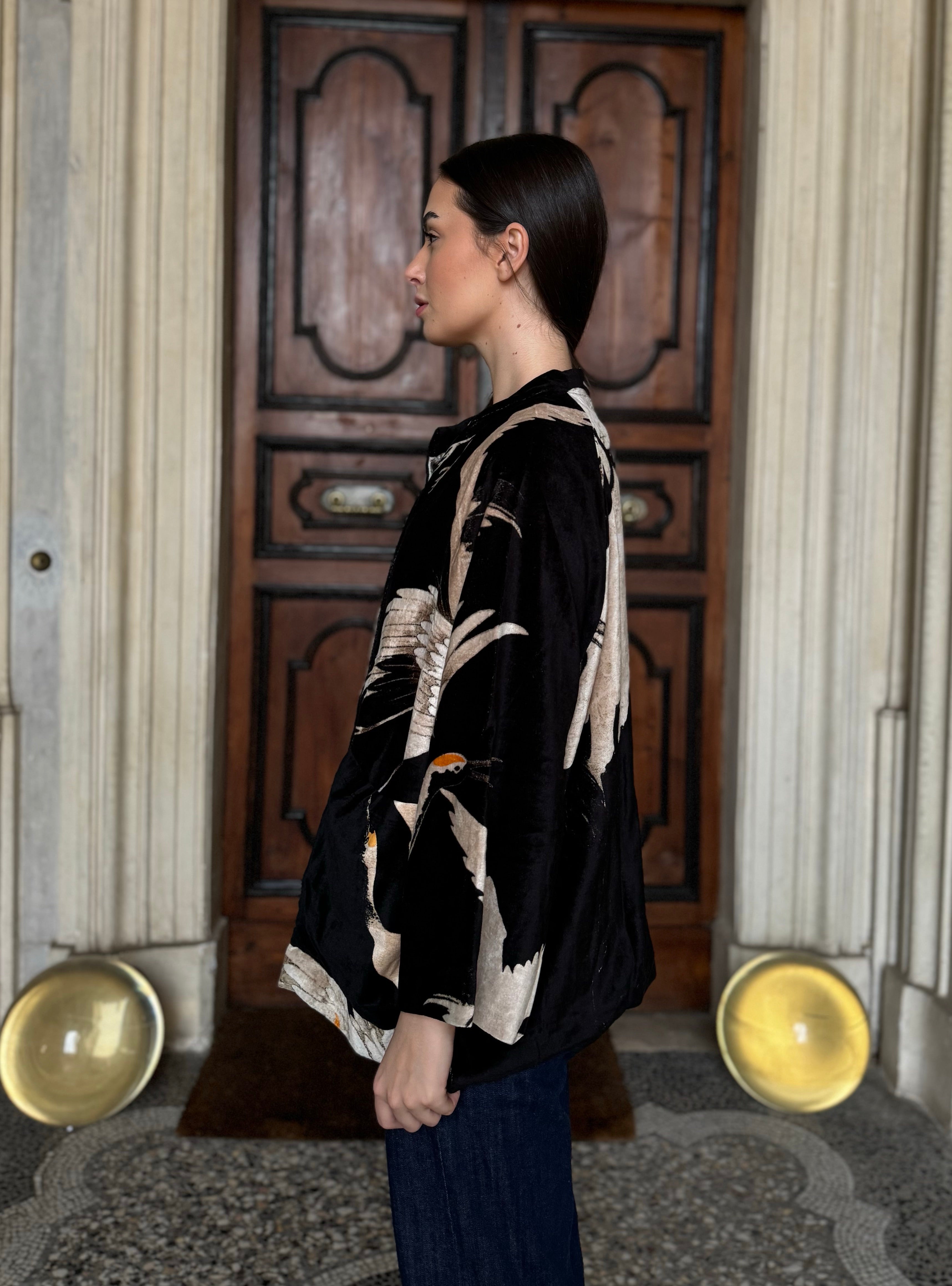 one-hundred-stars-1 - velvet jacket - STORK BLACK
